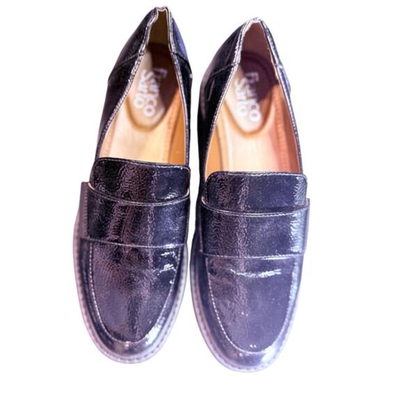 Franco Sarto Black Brindy Leather Platform Loafers Size 7.5 - Picture 1 of 6
